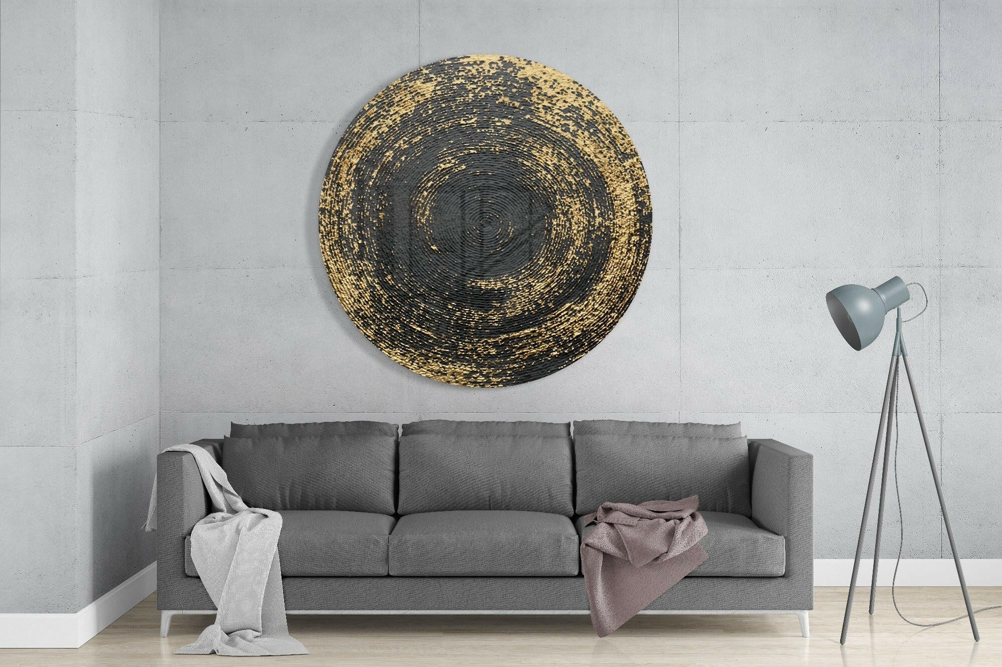Black Gold Fleck Circle Glass Wall Art