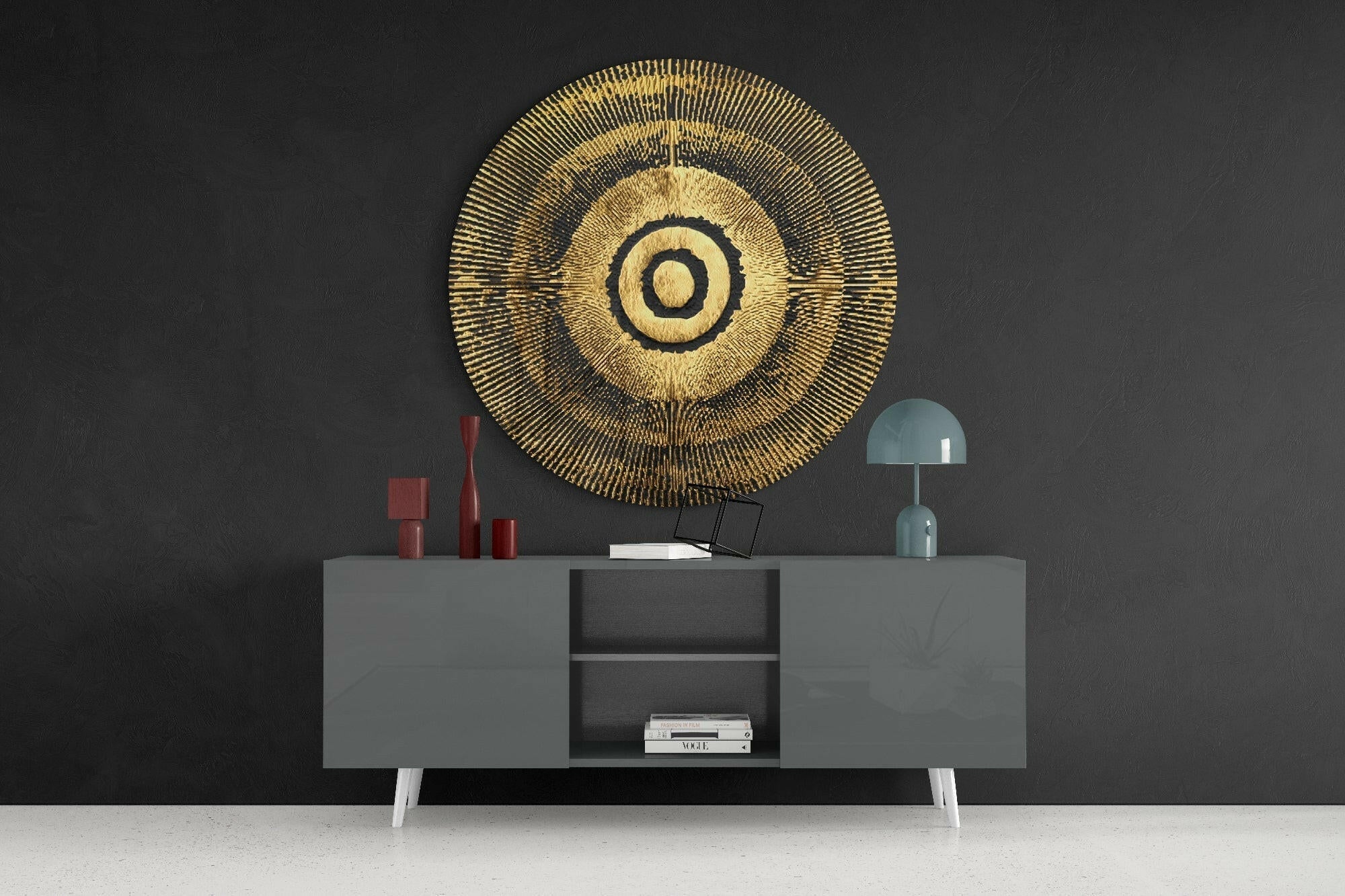 Gold Bullseye Sunburst Glass Wall Art
