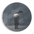Round Cloud Head Man In Gray Mist Glass Wall Art