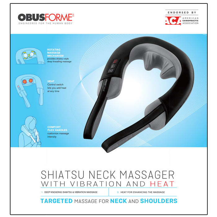 Obusforme Shiatsu & Vibration Neck Massager with Heat | Chiropractor Endorsed