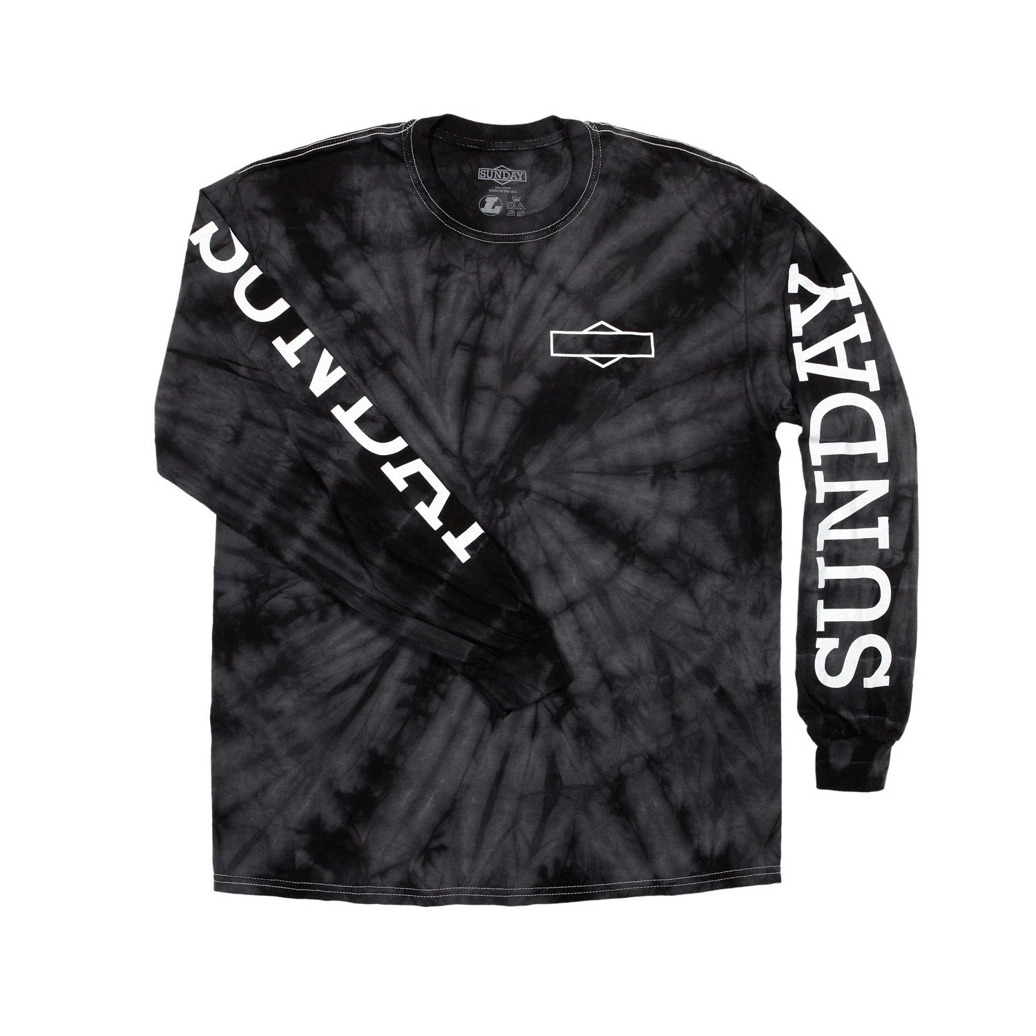 Sunday Rockwell Box Long Sleeve Tee - Tie-Dye Black