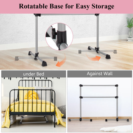 4 Feet Double Ballet Barre Bar with Adjustable Height-Black