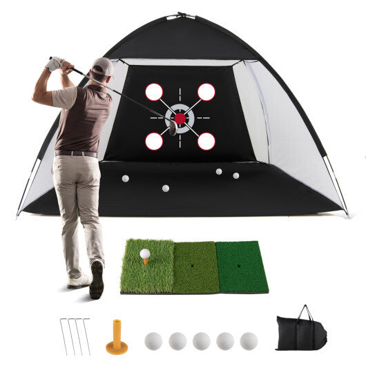 10.3 x 6.5 Feet Golf Practice Net with Foldable Tri-Turf Mat