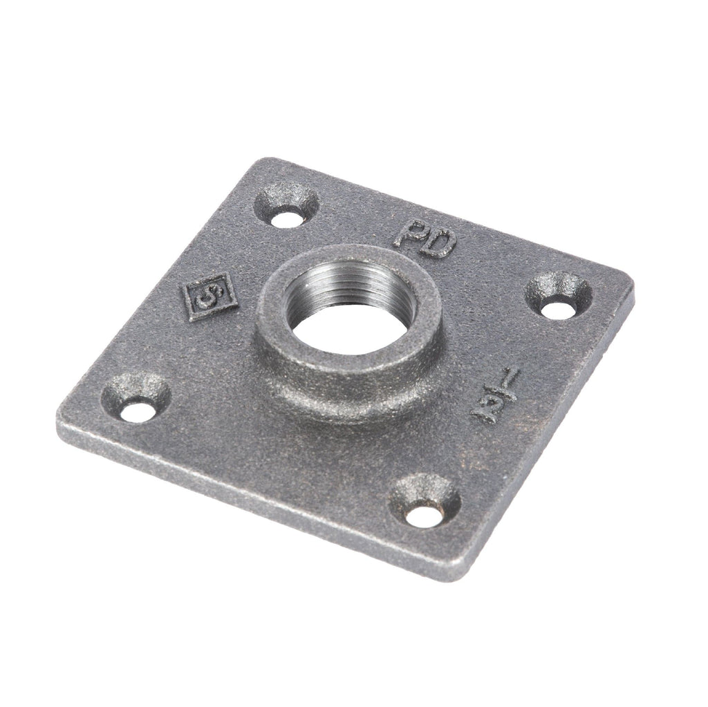 1/2 in. Black Square Floor Flange