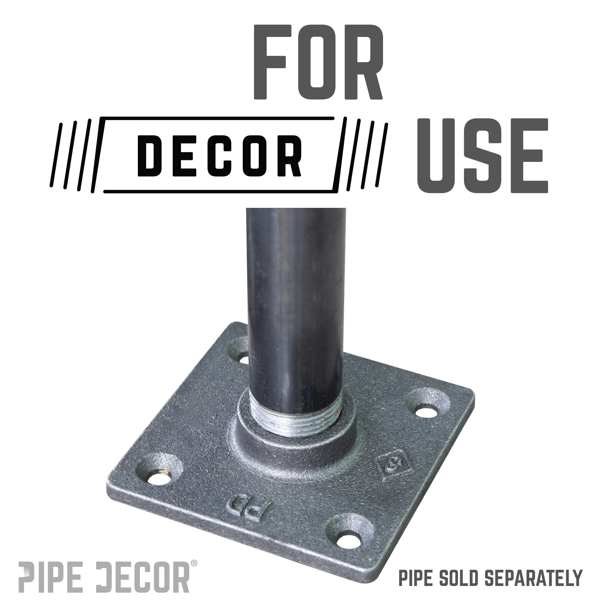 1/2 in. Black Square Floor Flange