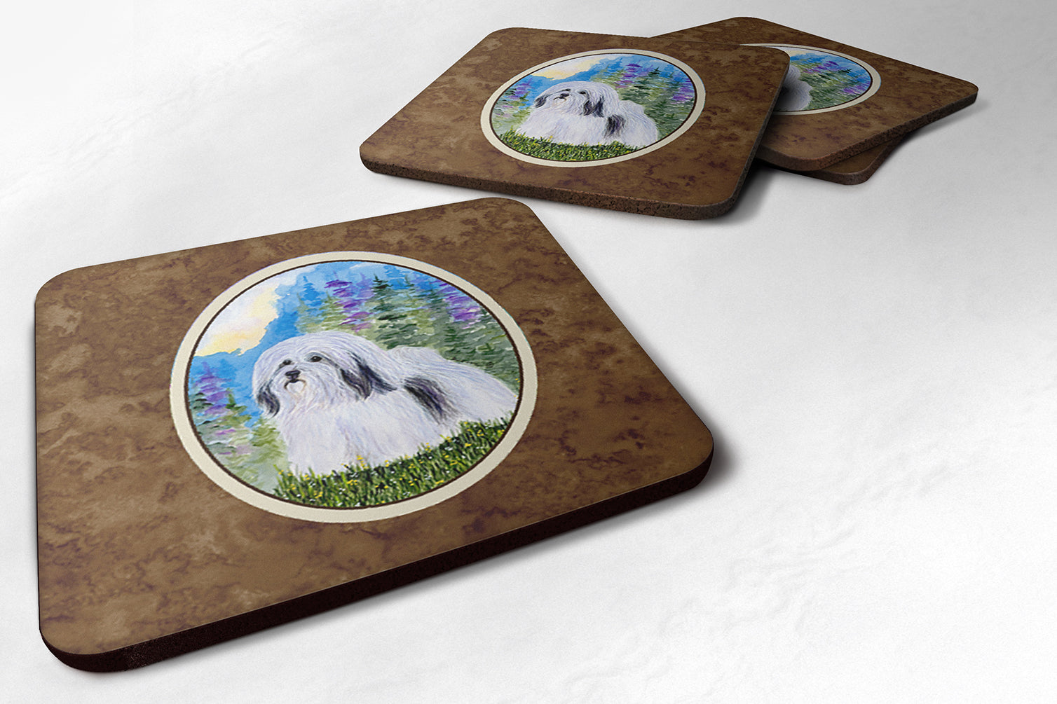 Havanese Foam Coasters Set of 4 Cup Coasters for Indoor Outdoor, Tabletop Protection, Anti Slip, Mouse pad Material