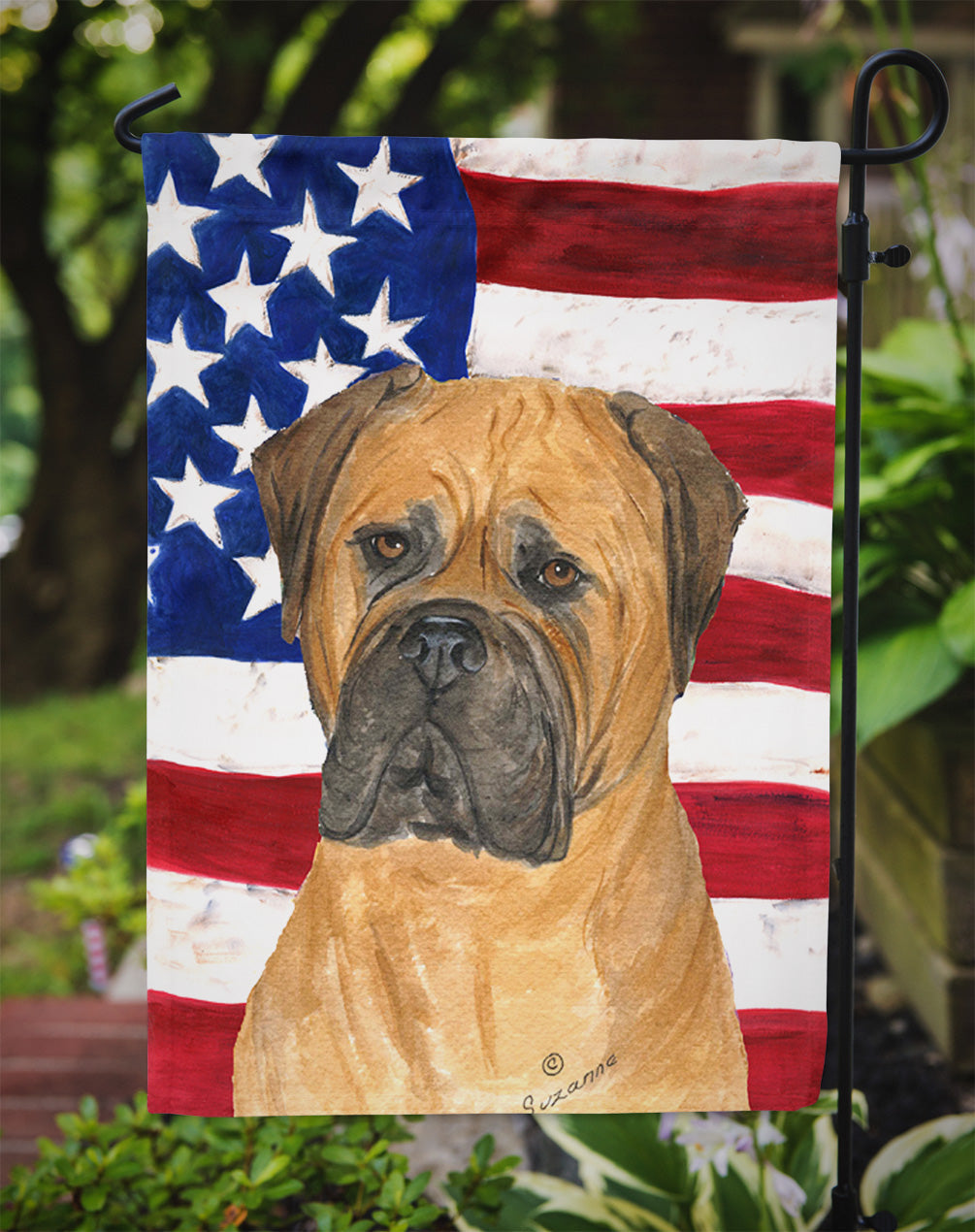 USA American Flag with Bullmastiff Garden Flag Mailbox Decorative Yard Banner Outside Patio Artwork for Flower Beds, Garden Size, Multicolor