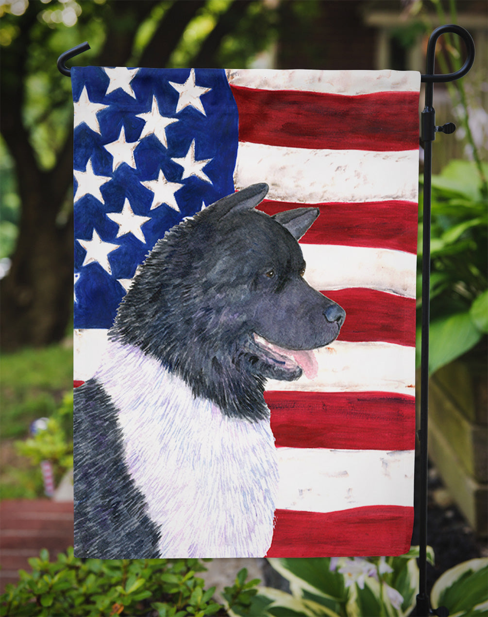 USA American Flag with Akita Garden Flag Mailbox Decorative Yard Banner Outside Patio Artwork for Flower Beds, Garden Size, Multicolor