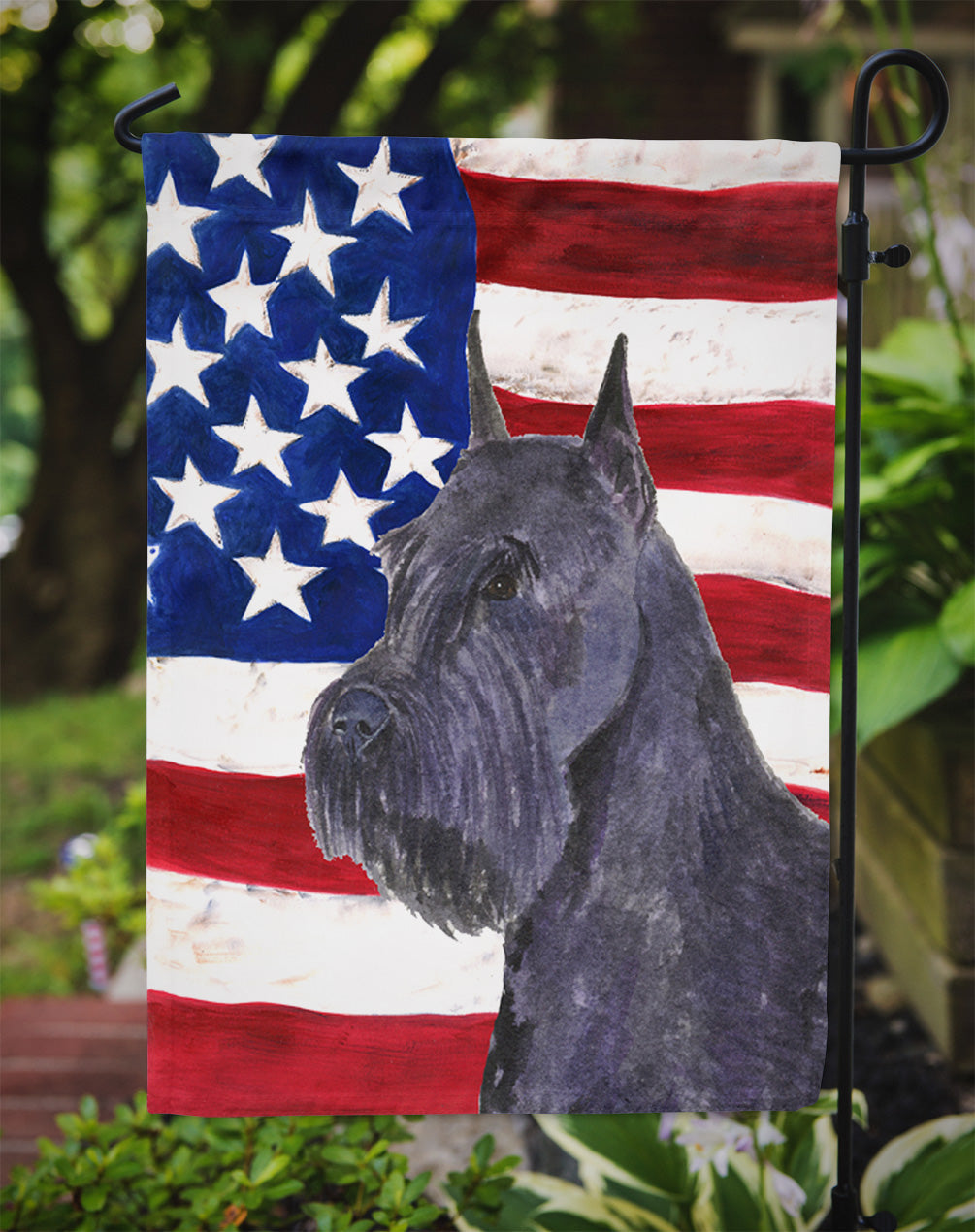 USA American Flag with Schnauzer Garden Flag Mailbox Decorative Yard Banner Outside Patio Artwork for Flower Beds, Garden Size, Multicolor