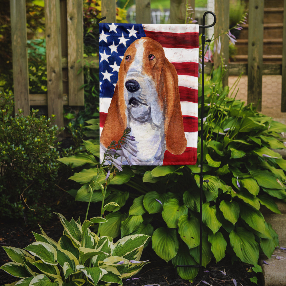 USA American Flag with Basset Hound Garden Flag Mailbox Decorative Yard Banner Outside Patio Artwork for Flower Beds, Garden Size, Multicolor