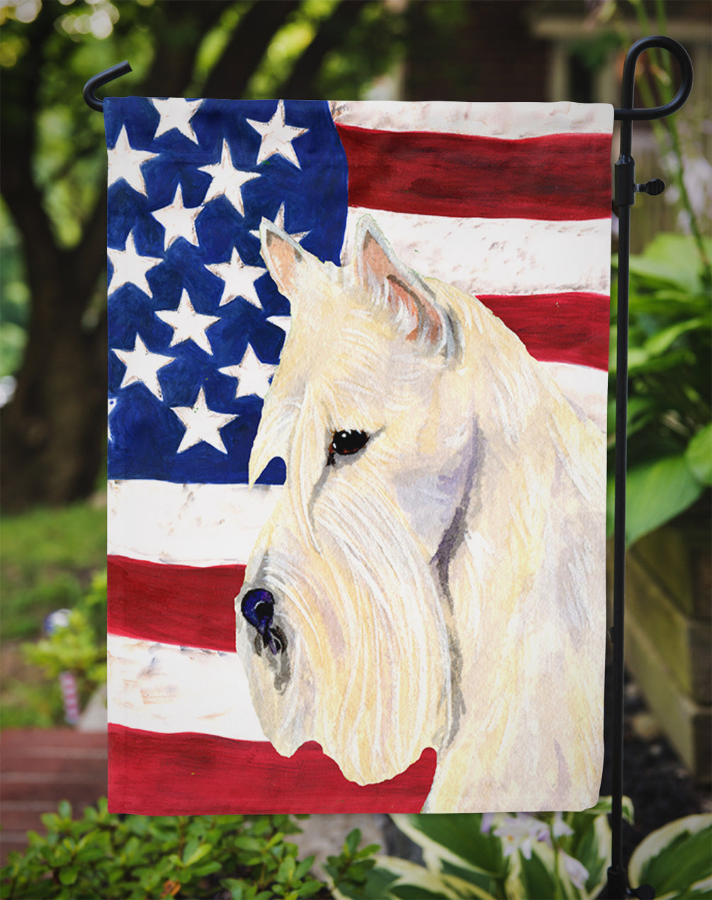 USA American Flag with Scottish Terrier Garden Flag Mailbox Decorative Yard Banner Outside Patio Artwork for Flower Beds, Garden Size, Multicolor