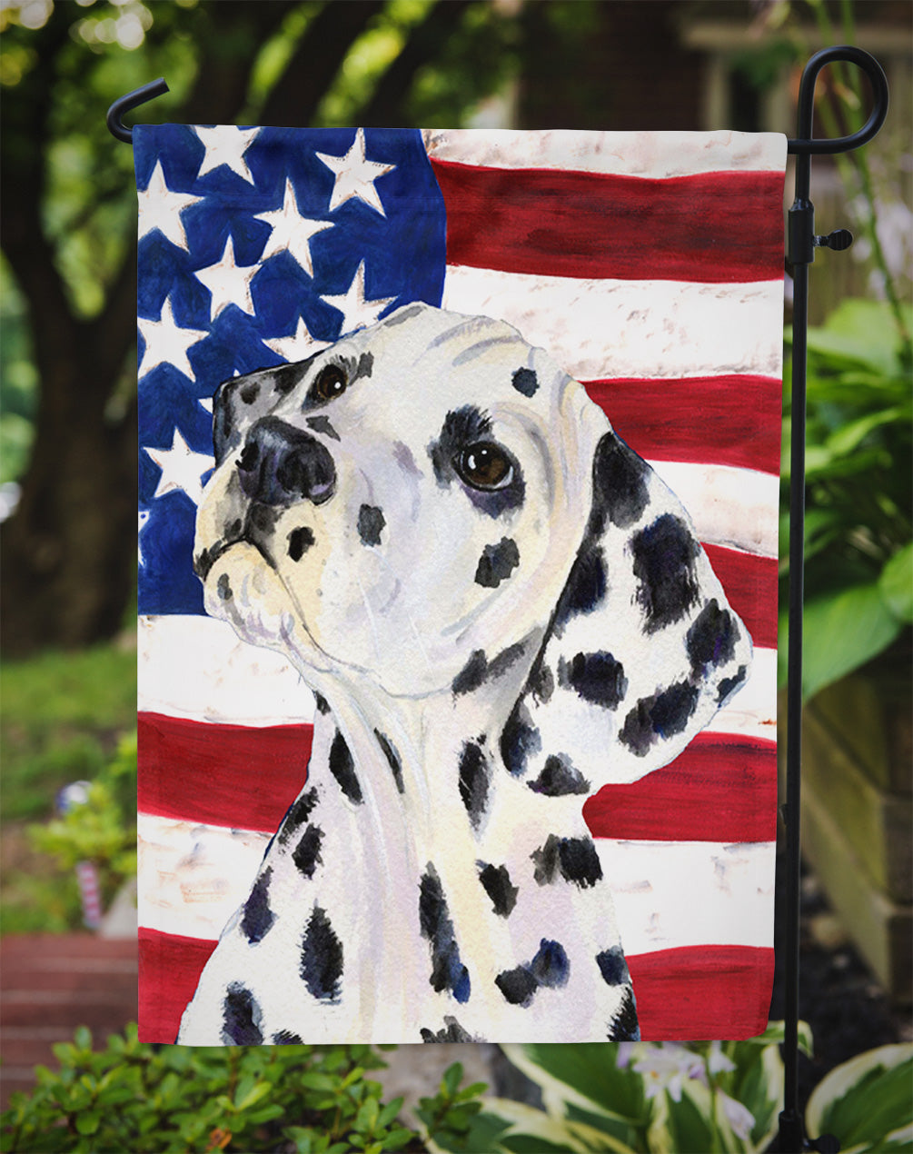 USA American Flag with Dalmatian Garden Flag Mailbox Decorative Yard Banner Outside Patio Artwork for Flower Beds, Garden Size, Multicolor
