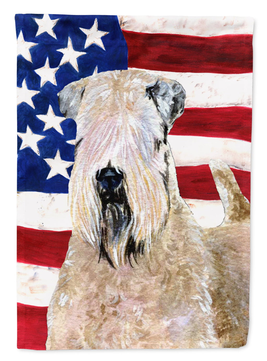 USA American Flag with Wheaten Terrier Soft Coated Garden Flag Mailbox Decorative Yard Banner Outside Patio Artwork for Flower Beds, Garden Size, Multicolor