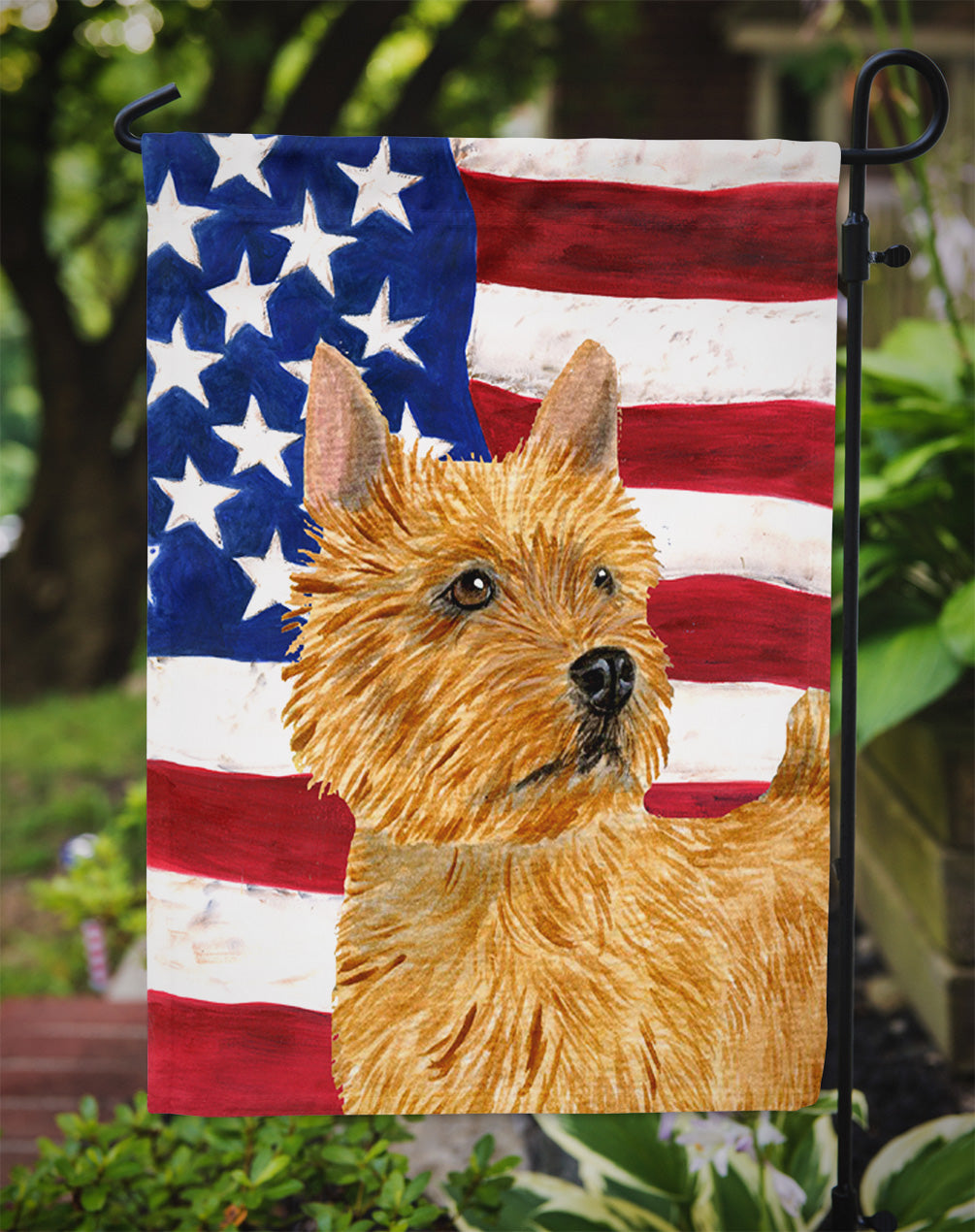 USA American Flag with Norwich Terrier Garden Flag Mailbox Decorative Yard Banner Outside Patio Artwork for Flower Beds, Garden Size, Multicolor
