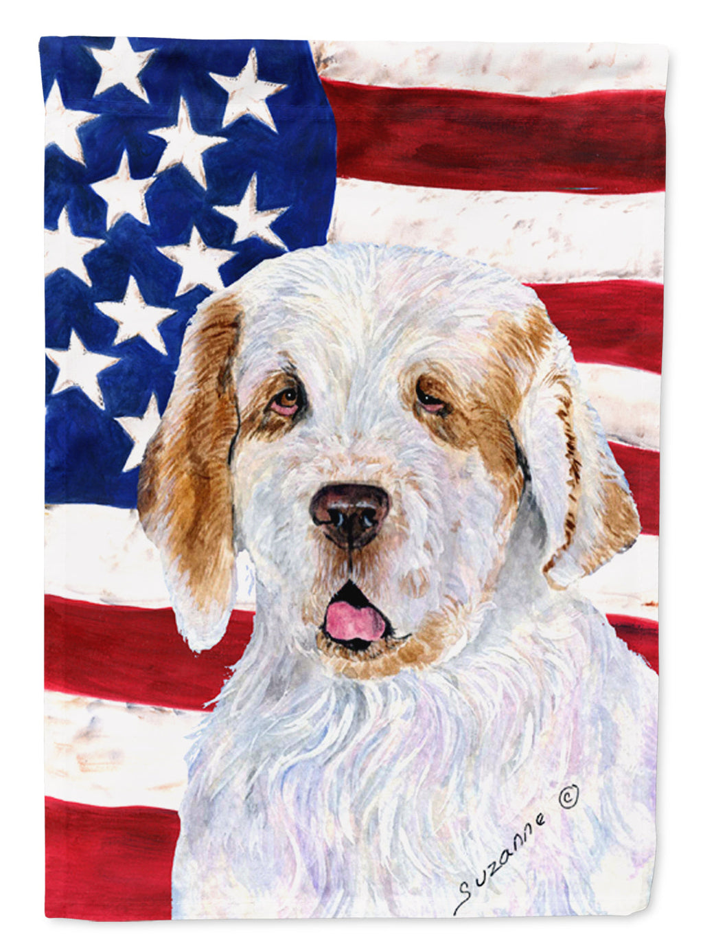 USA American Flag with Clumber Spaniel Garden Flag Mailbox Decorative Yard Banner Outside Patio Artwork for Flower Beds, Garden Size, Multicolor