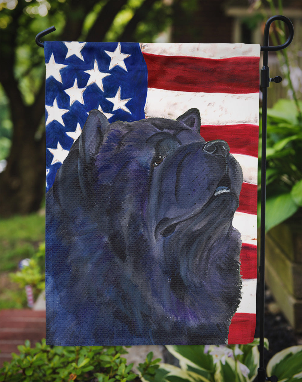 USA American Flag with Chow Chow Garden Flag Mailbox Decorative Yard Banner Outside Patio Artwork for Flower Beds, Garden Size, Multicolor