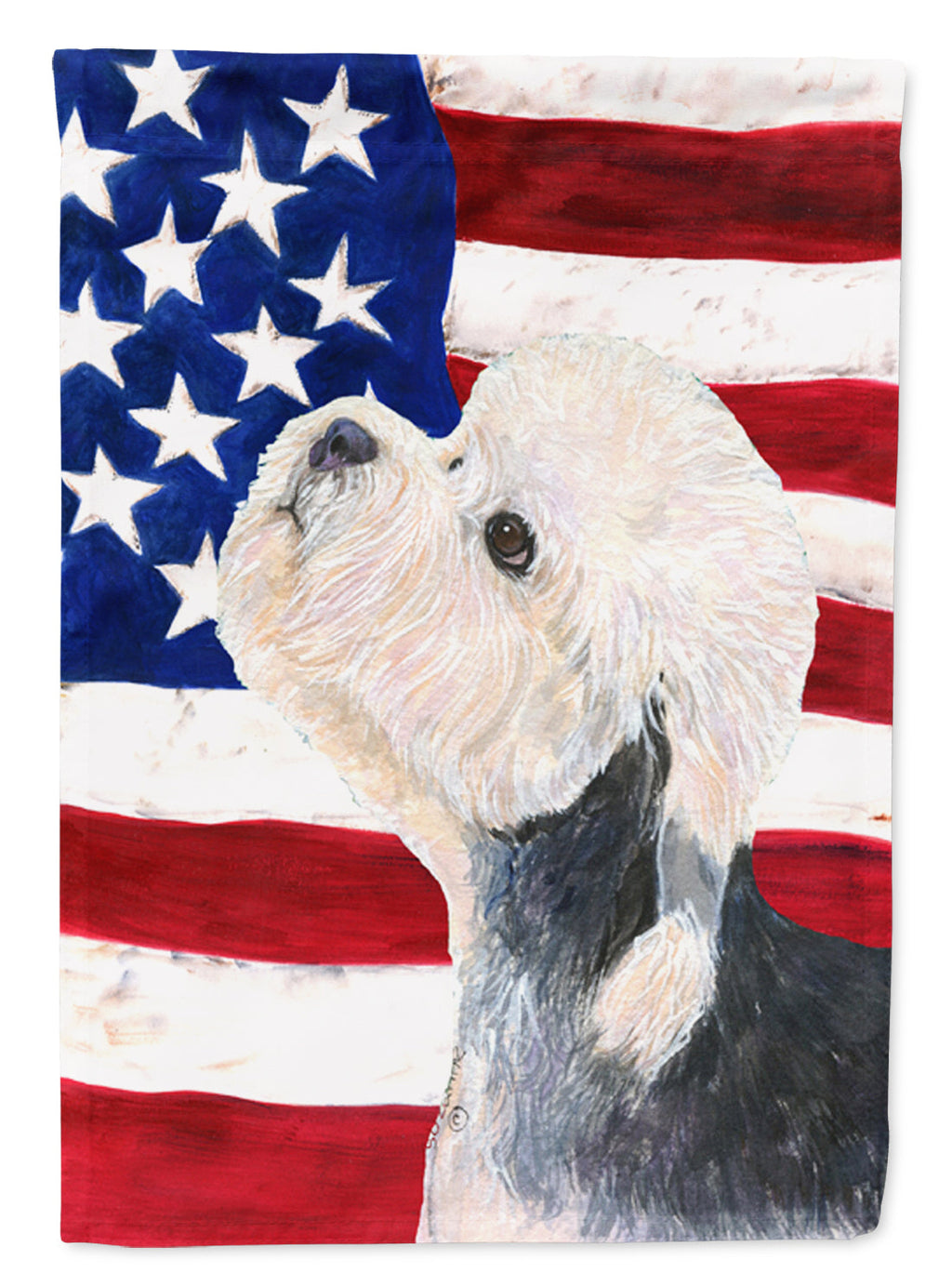 USA American Flag with Dandie Dinmont Terrier Garden Flag Mailbox Decorative Yard Banner Outside Patio Artwork for Flower Beds, Garden Size, Multicolor
