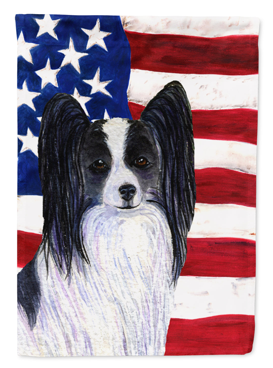 USA American Flag with Papillon Garden Flag Mailbox Decorative Yard Banner Outside Patio Artwork for Flower Beds, Garden Size, Multicolor