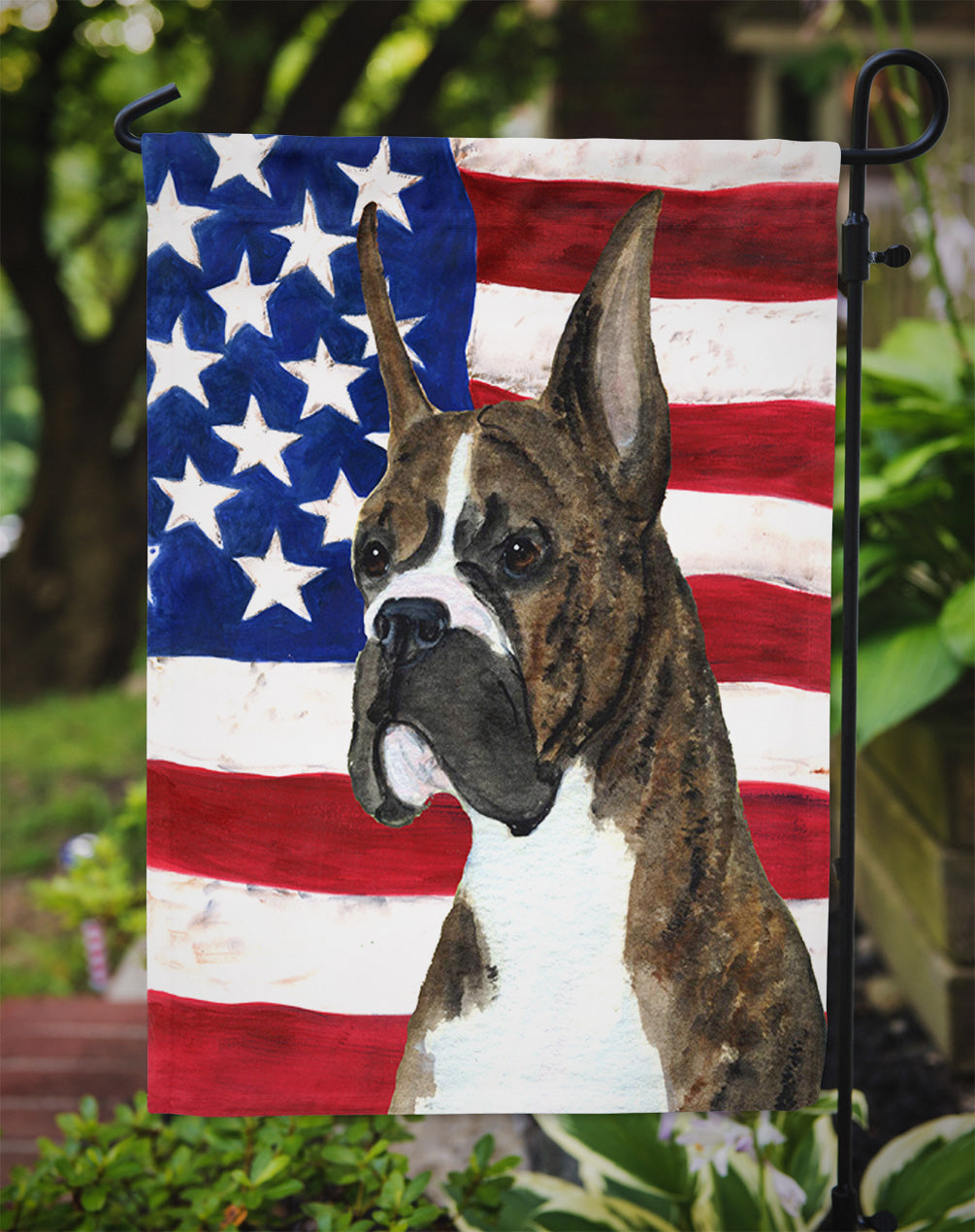 USA American Flag with Boxer Garden Flag Mailbox Decorative Yard Banner Outside Patio Artwork for Flower Beds, Garden Size, Multicolor
