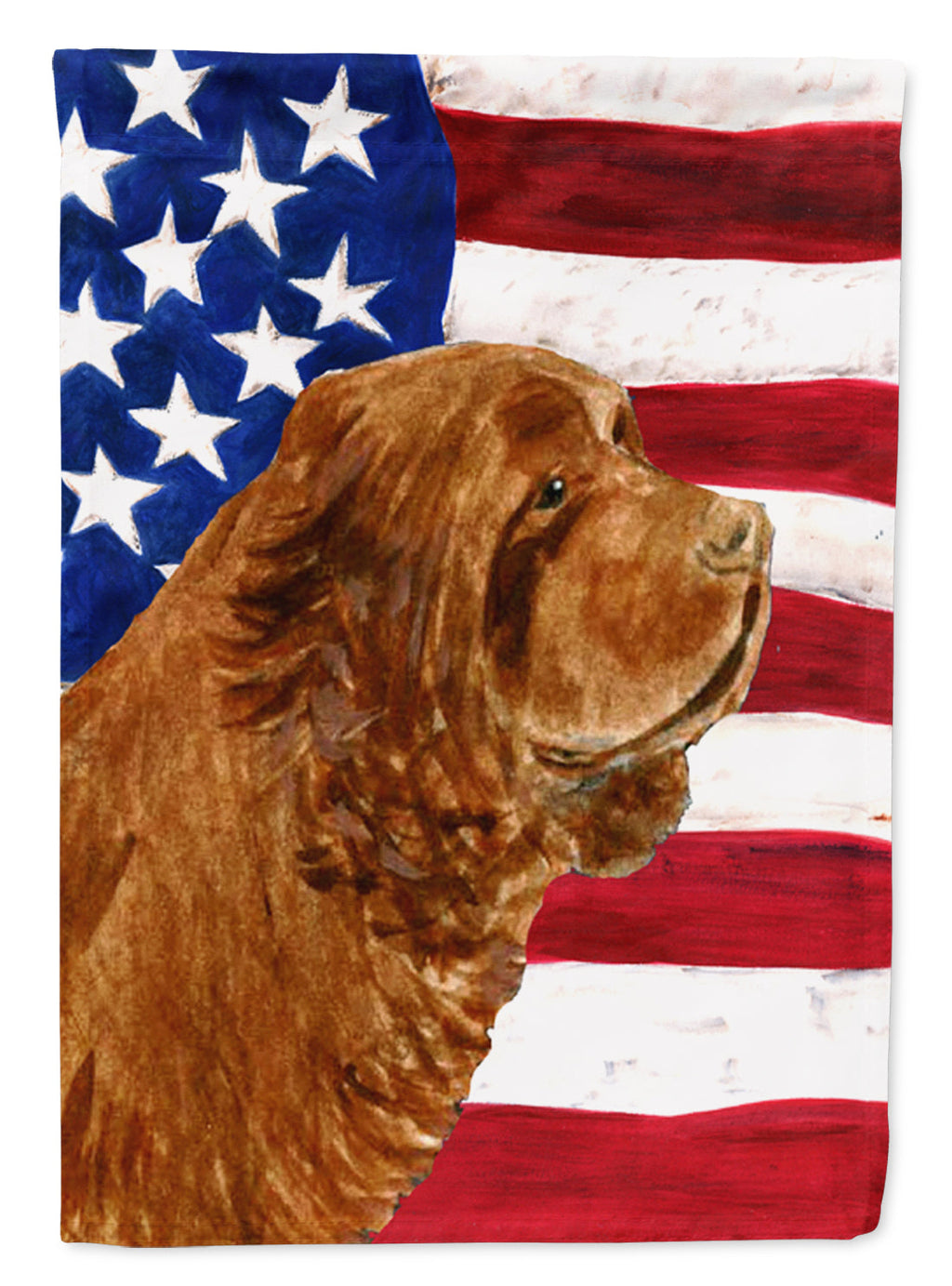 USA American Flag with Sussex Spaniel Garden Flag Mailbox Decorative Yard Banner Outside Patio Artwork for Flower Beds, Garden Size, Multicolor
