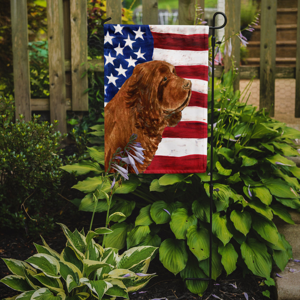 USA American Flag with Sussex Spaniel Garden Flag Mailbox Decorative Yard Banner Outside Patio Artwork for Flower Beds, Garden Size, Multicolor