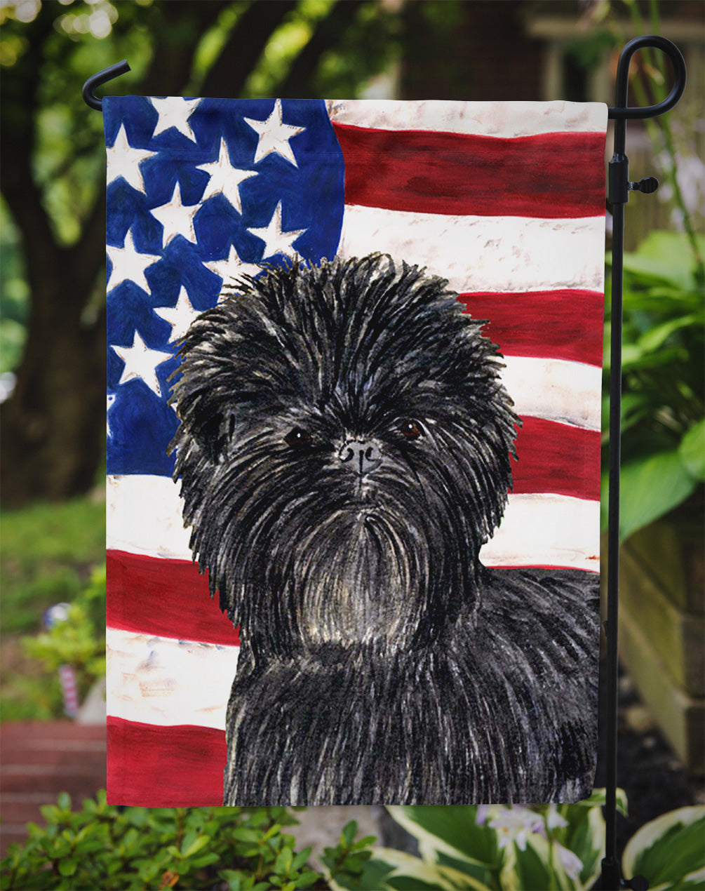USA American Flag with Affenpinscher Garden Flag Mailbox Decorative Yard Banner Outside Patio Artwork for Flower Beds, Garden Size, Multicolor