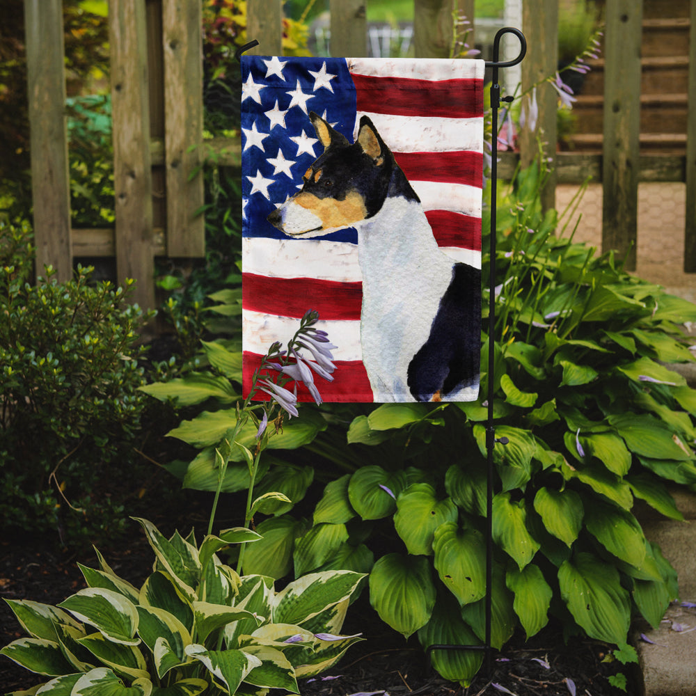 USA American Flag with Basenji Garden Flag Mailbox Decorative Yard Banner Outside Patio Artwork for Flower Beds, Garden Size, Multicolor