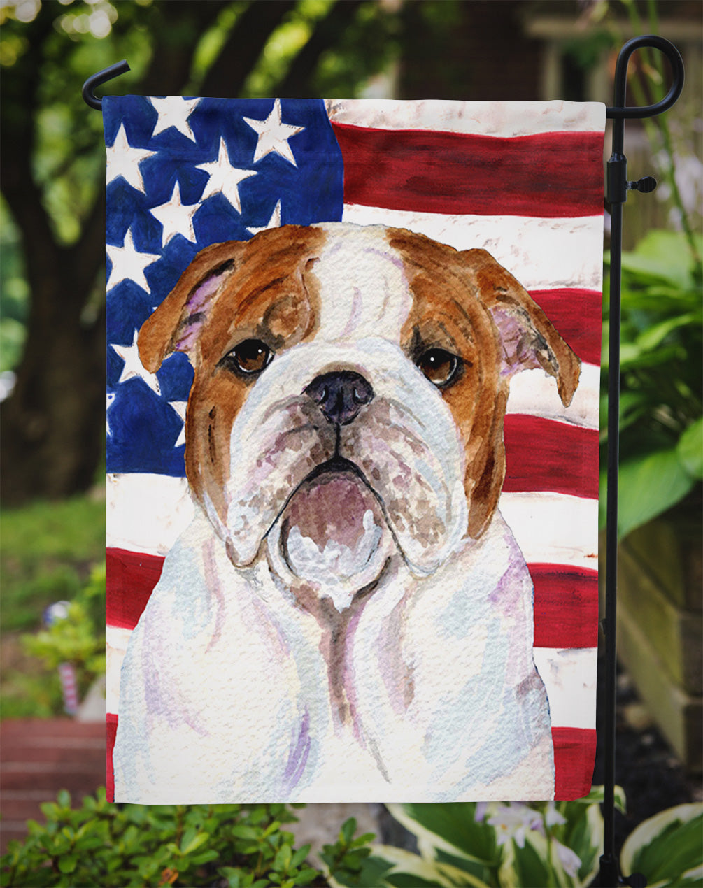 USA American Flag with Bulldog English Garden Flag Mailbox Decorative Yard Banner Outside Patio Artwork for Flower Beds, Garden Size, Multicolor