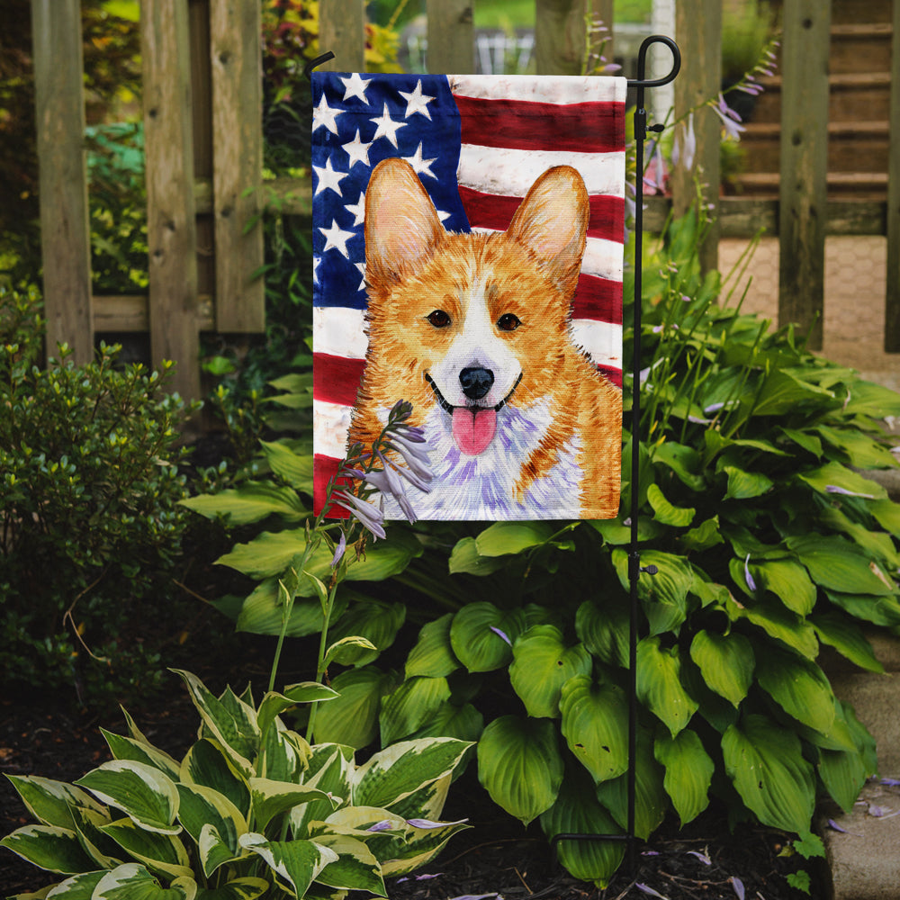 USA American Flag with Corgi Garden Flag Mailbox Decorative Yard Banner Outside Patio Artwork for Flower Beds, Garden Size, Multicolor