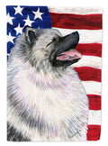 USA American Flag with Keeshond Garden Flag Mailbox Decorative Yard Banner Outside Patio Artwork for Flower Beds, Garden Size, Multicolor