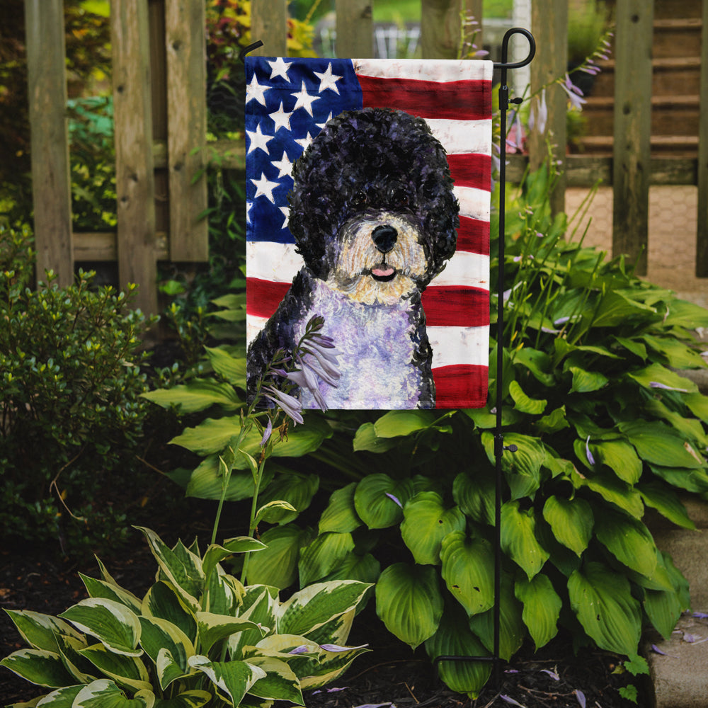 USA American Flag with Portuguese Water Dog Garden Flag Mailbox Decorative Yard Banner Outside Patio Artwork for Flower Beds, Garden Size, Multicolor