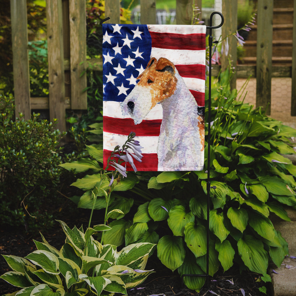 USA American Flag with Fox Terrier Garden Flag Mailbox Decorative Yard Banner Outside Patio Artwork for Flower Beds, Garden Size, Multicolor