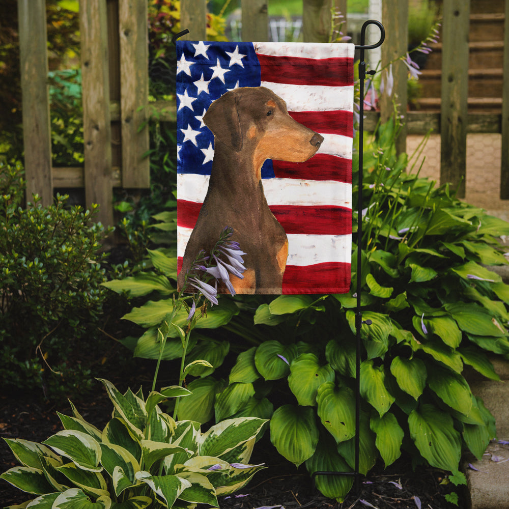 USA American Flag with Doberman Garden Flag Mailbox Decorative Yard Banner Outside Patio Artwork for Flower Beds, Garden Size, Multicolor