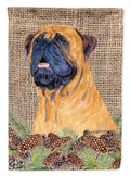 Bullmastiff on Faux Burlap with Pine Cones Garden Flag Mailbox Decorative Yard Banner Outside Patio Artwork for Flower Beds, Garden Size, Multicolor