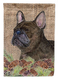 French Bulldog on Faux Burlap with Pine Cones Garden Flag Mailbox Decorative Yard Banner Outside Patio Artwork for Flower Beds, Garden Size, Multicolor