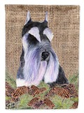 Schnauzer on Faux Burlap with Pine Cones Garden Flag Mailbox Decorative Yard Banner Outside Patio Artwork for Flower Beds, Garden Size, Multicolor