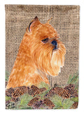 Brussels Griffon on Faux Burlap with Pine Cones Garden Flag Mailbox Decorative Yard Banner Outside Patio Artwork for Flower Beds, Garden Size, Multicolor