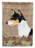 Basenji on Faux Burlap with Pine Cones Garden Flag Mailbox Decorative Yard Banner Outside Patio Artwork for Flower Beds, Garden Size, Multicolor