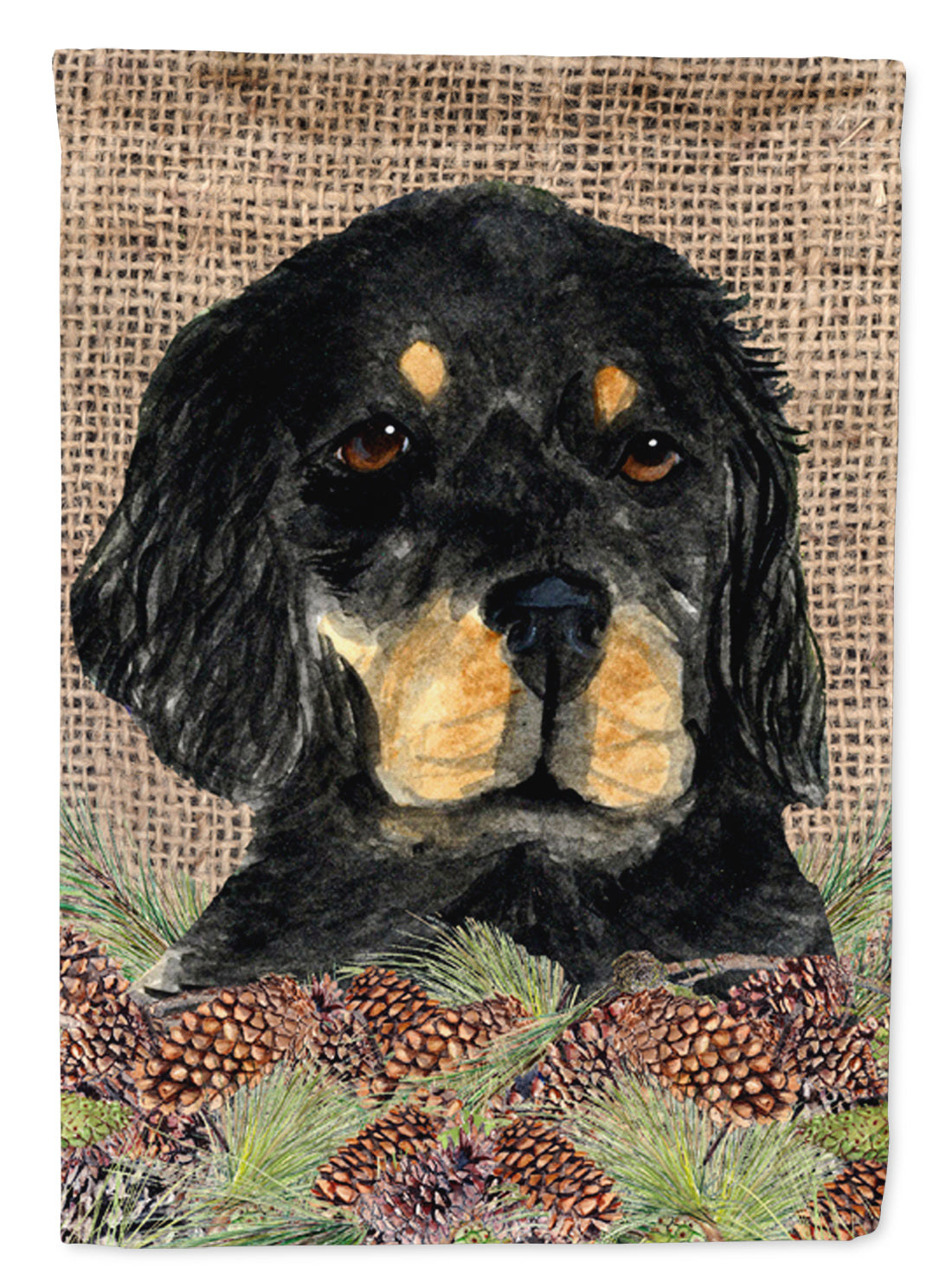 Gordon Setter on Faux Burlap with Pine Cones Garden Flag Mailbox Decorative Yard Banner Outside Patio Artwork for Flower Beds, Garden Size, Multicolor