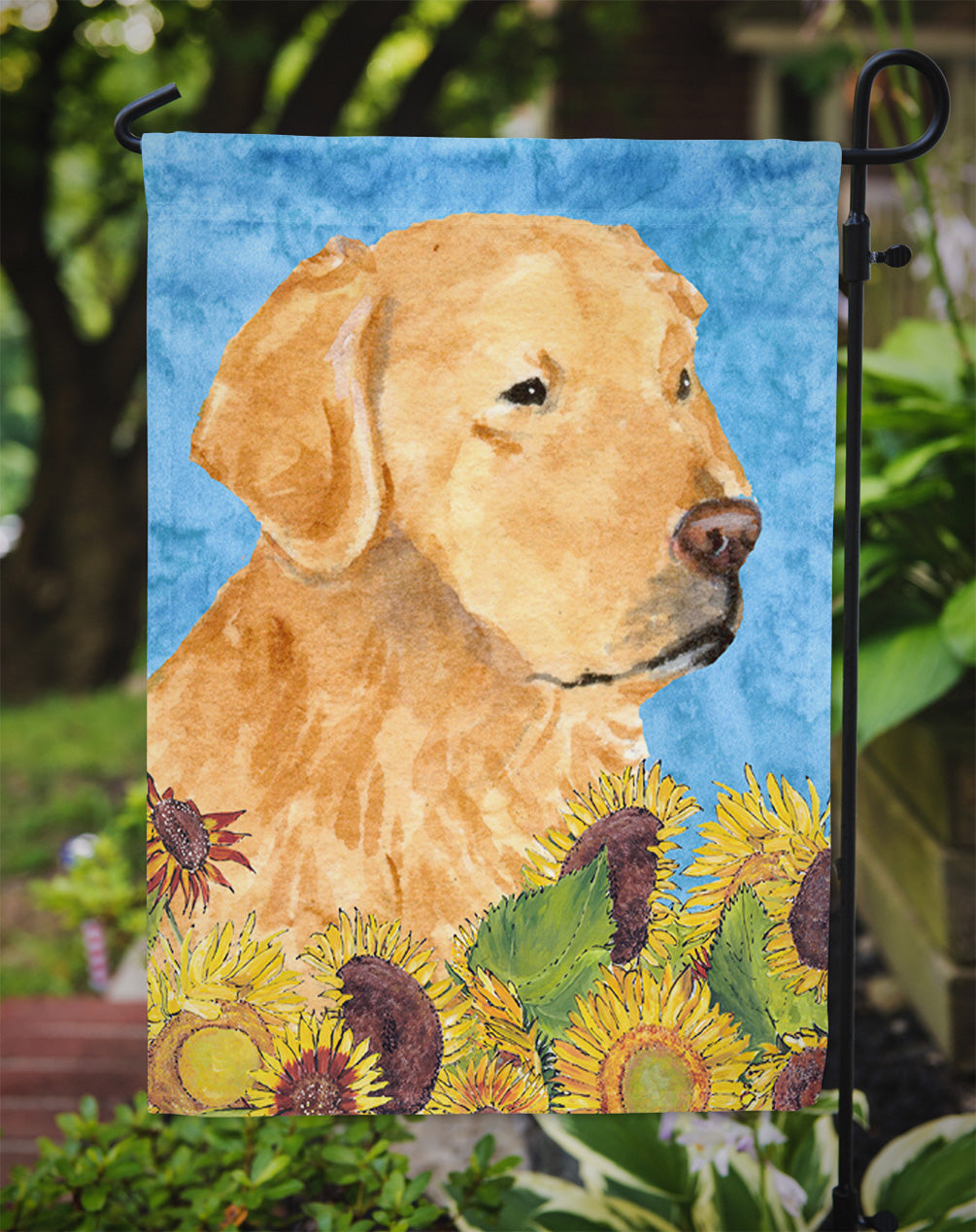 Golden Retriever in Summer Flowers Garden Flag Mailbox Decorative Yard Banner Outside Patio Artwork for Flower Beds, Garden Size, Multicolor