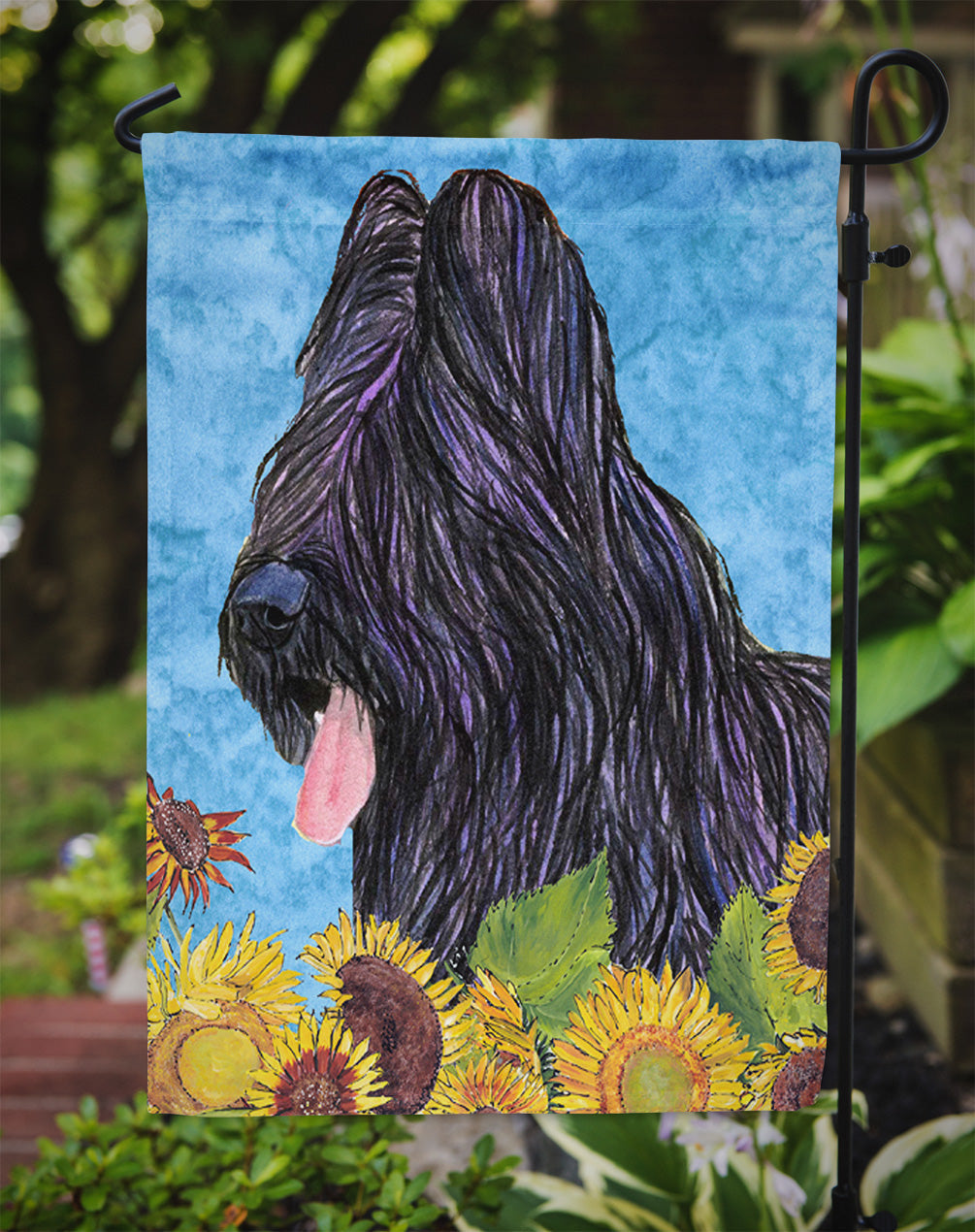 Briard in Summer Flowers Garden Flag Mailbox Decorative Yard Banner Outside Patio Artwork for Flower Beds, Garden Size, Multicolor