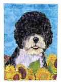 Portuguese Water Dog in Summer Flowers Garden Flag Mailbox Decorative Yard Banner Outside Patio Artwork for Flower Beds, Garden Size, Multicolor