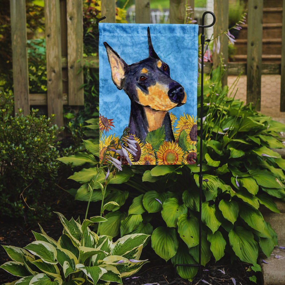 Doberman in Summer Flowers Garden Flag Mailbox Decorative Yard Banner Outside Patio Artwork for Flower Beds, Garden Size, Multicolor