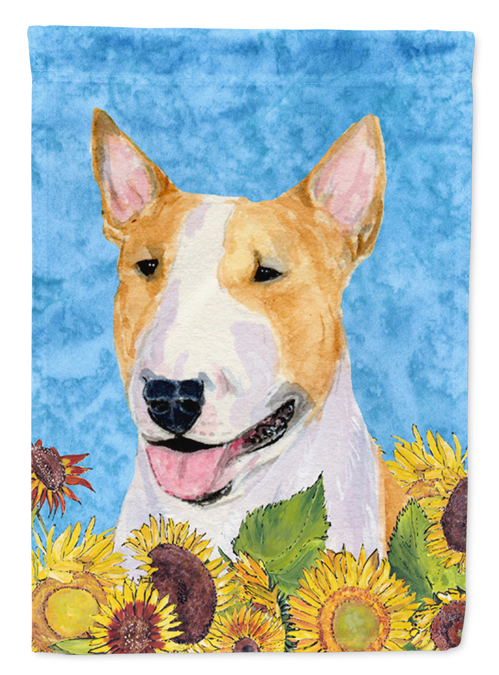 Bull Terrier in Summer Flowers Garden Flag Mailbox Decorative Yard Banner Outside Patio Artwork for Flower Beds, Garden Size, Multicolor