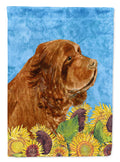 Sussex Spaniel in Summer Flowers Garden Flag Mailbox Decorative Yard Banner Outside Patio Artwork for Flower Beds, Garden Size, Multicolor