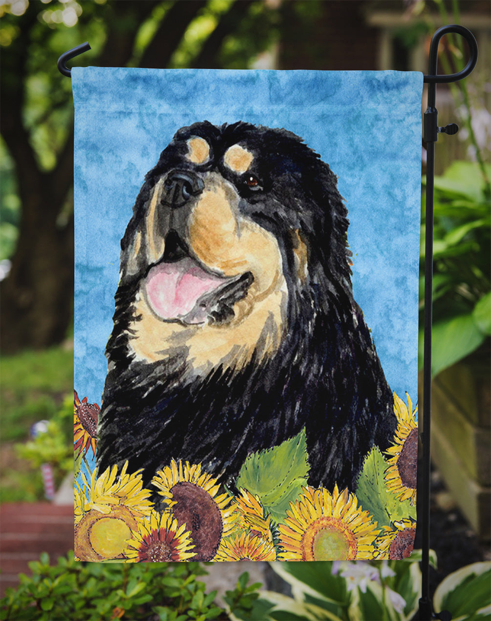 Tibetan Mastiff in Summer Flowers Garden Flag Mailbox Decorative Yard Banner Outside Patio Artwork for Flower Beds, Garden Size, Multicolor