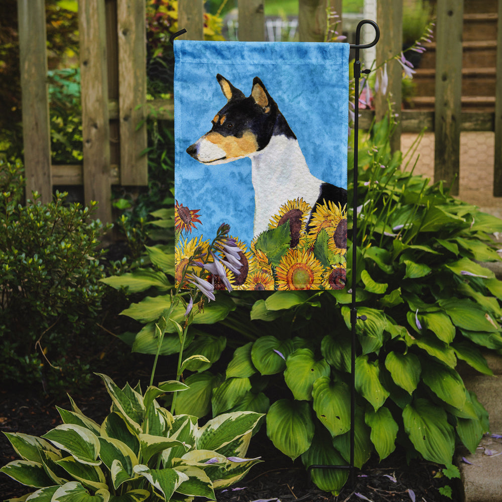 Basenji in Summer Flowers Garden Flag Mailbox Decorative Yard Banner Outside Patio Artwork for Flower Beds, Garden Size, Multicolor