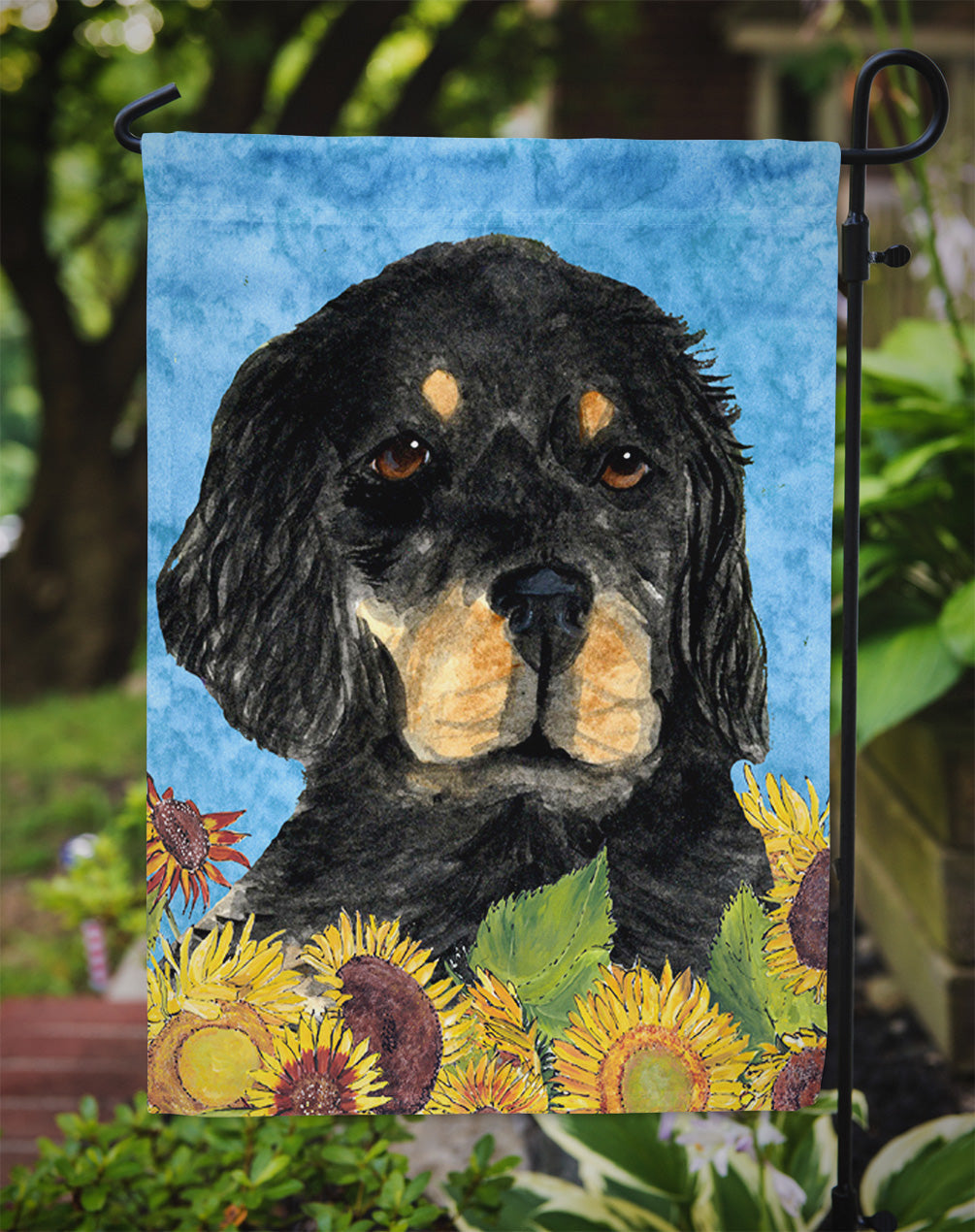 Gordon Setter in Summer Flowers Garden Flag Mailbox Decorative Yard Banner Outside Patio Artwork for Flower Beds, Garden Size, Multicolor
