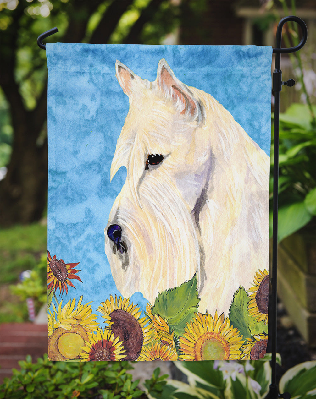 Scottish Terrier in Summer Flowers Garden Flag Mailbox Decorative Yard Banner Outside Patio Artwork for Flower Beds, Garden Size, Multicolor