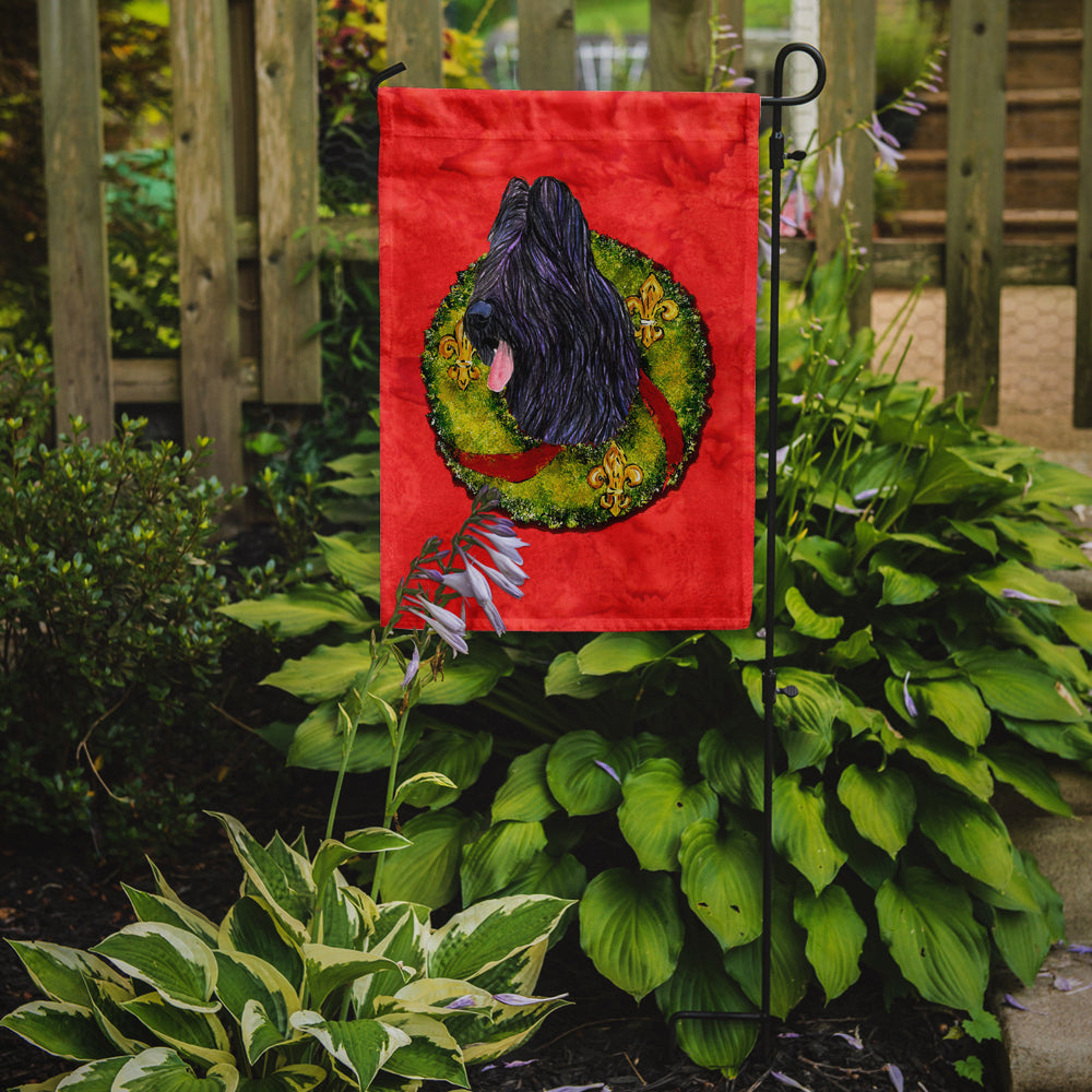 Briard Cristmas Wreath Garden Flag Mailbox Decorative Yard Banner Outside Patio Artwork for Flower Beds, Garden Size, Multicolor